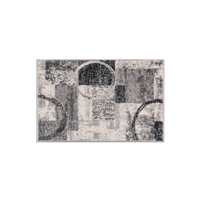 Tapis circulaire abstrait en polypropylène fabriqué à la machine, de la World Rug Gallery