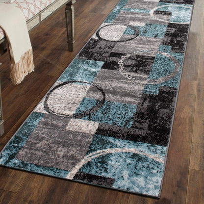 Tapis circulaire abstrait en polypropylène fabriqué à la machine, de la World Rug Gallery