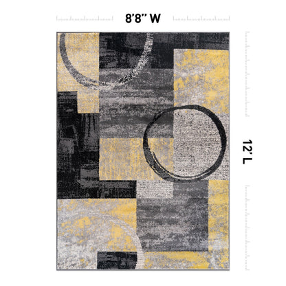 Tapis circulaire abstrait en polypropylène fabriqué à la machine, de la World Rug Gallery