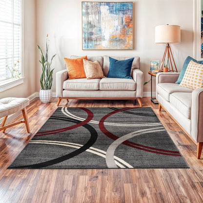 Tapis contemporain à motifs abstraits de cercles de la World Rug Gallery