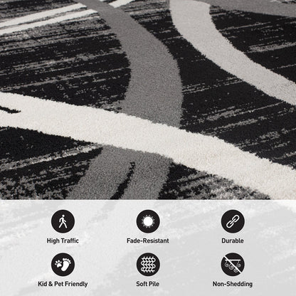 Tapis contemporain à motifs abstraits de cercles de la World Rug Gallery