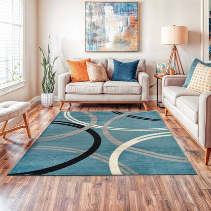 Tapis contemporain à motifs abstraits de cercles de la World Rug Gallery