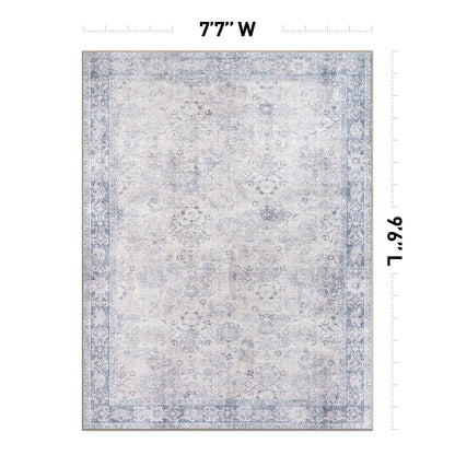 Tapis de transition World Rug Gallery, style vintage, antidérapant, lavable en machine, avec bordures