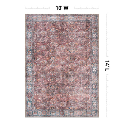 Tapis de transition World Rug Gallery, style vintage, antidérapant, lavable en machine, avec bordures