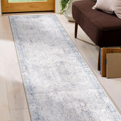 Tapis de transition World Rug Gallery, style vintage, antidérapant, lavable en machine, avec bordures