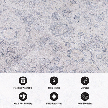 Tapis de transition World Rug Gallery, style vintage, antidérapant, lavable en machine, avec bordures