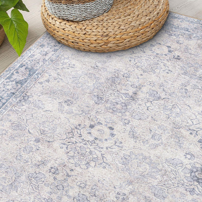 Tapis de transition World Rug Gallery, style vintage, antidérapant, lavable en machine, avec bordures