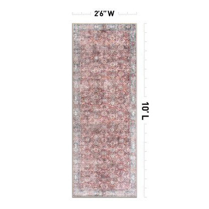 Tapis de transition World Rug Gallery, style vintage, antidérapant, lavable en machine, avec bordures