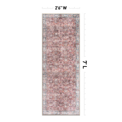 Tapis de transition World Rug Gallery, style vintage, antidérapant, lavable en machine, avec bordures