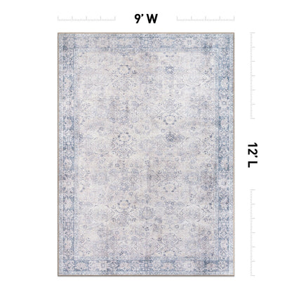 Tapis de transition World Rug Gallery, style vintage, antidérapant, lavable en machine, avec bordures