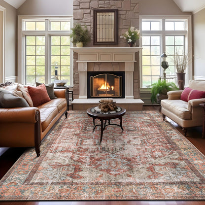 Tapis antidérapant lavable en machine à motif médaillon bohème vintage World Rug Gallery