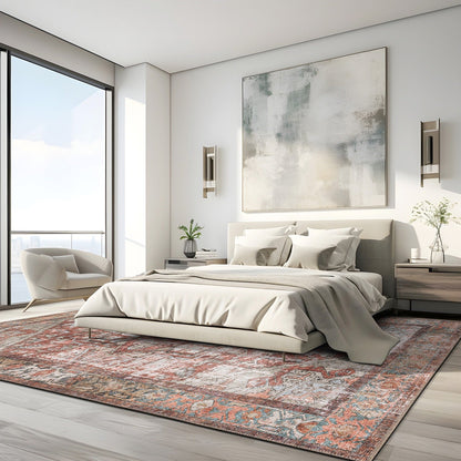 Tapis antidérapant lavable en machine à motif médaillon bohème vintage World Rug Gallery