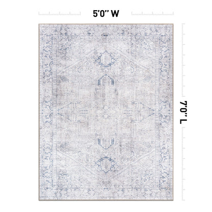 Tapis antidérapant lavable en machine à motif médaillon bohème vintage World Rug Gallery