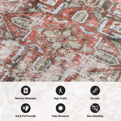 Tapis antidérapant lavable en machine à motif médaillon bohème vintage World Rug Gallery