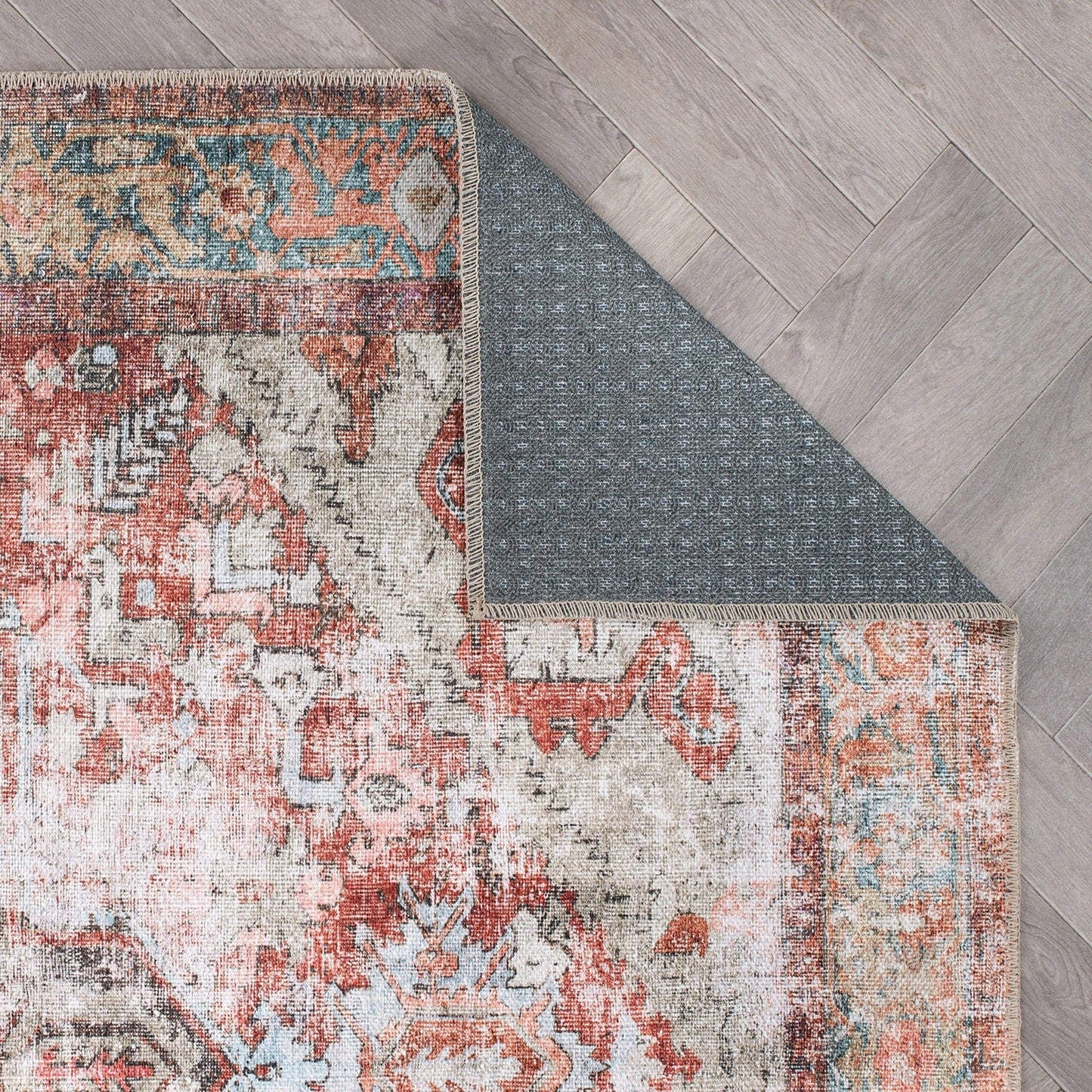 Tapis antidérapant lavable en machine à motif médaillon bohème vintage World Rug Gallery