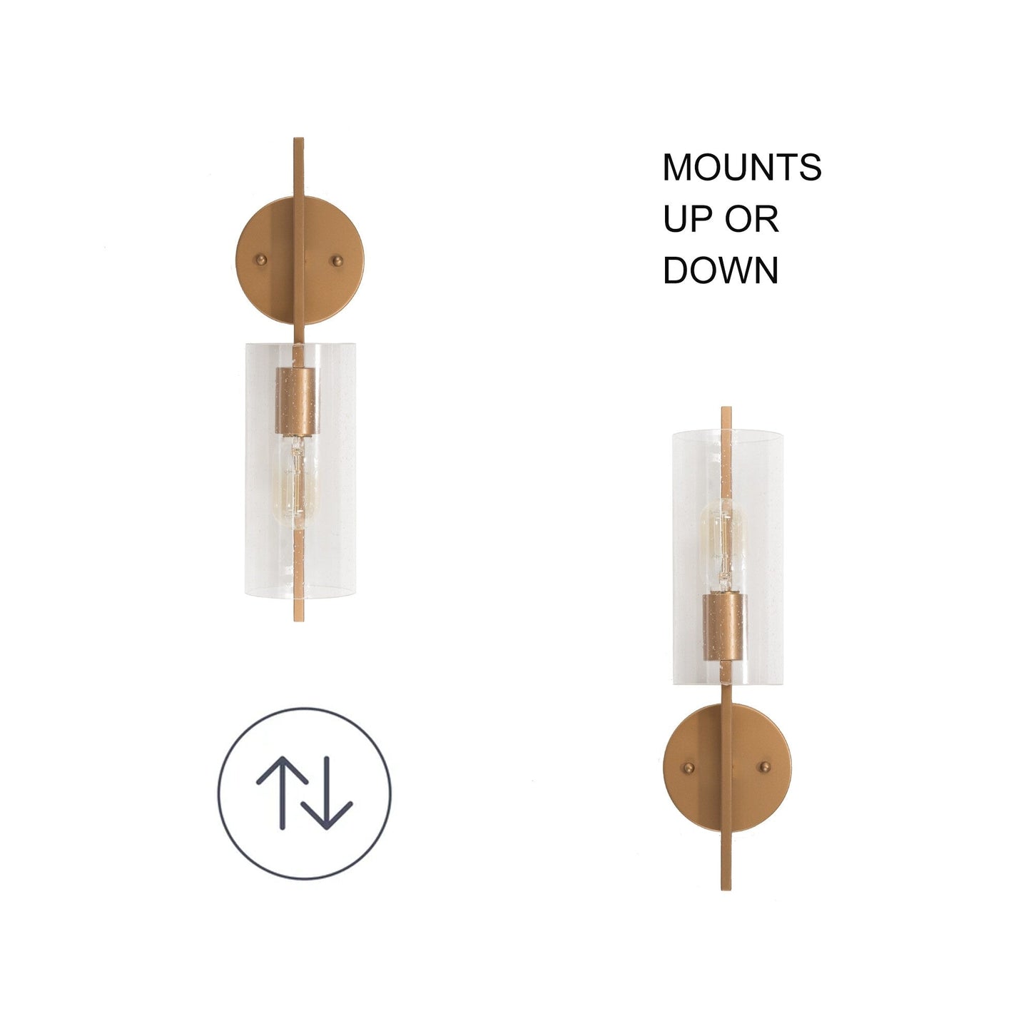 Applique murale de salle de bain transitionnelle en verre grainé cylindrique de style ferme moderne Zenith