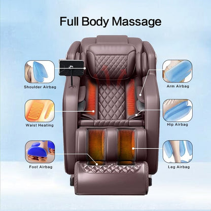 Fauteuil inclinable de massage à gravité zéro avec massage complet du corps, chauffage et audio Bluetooth intégré