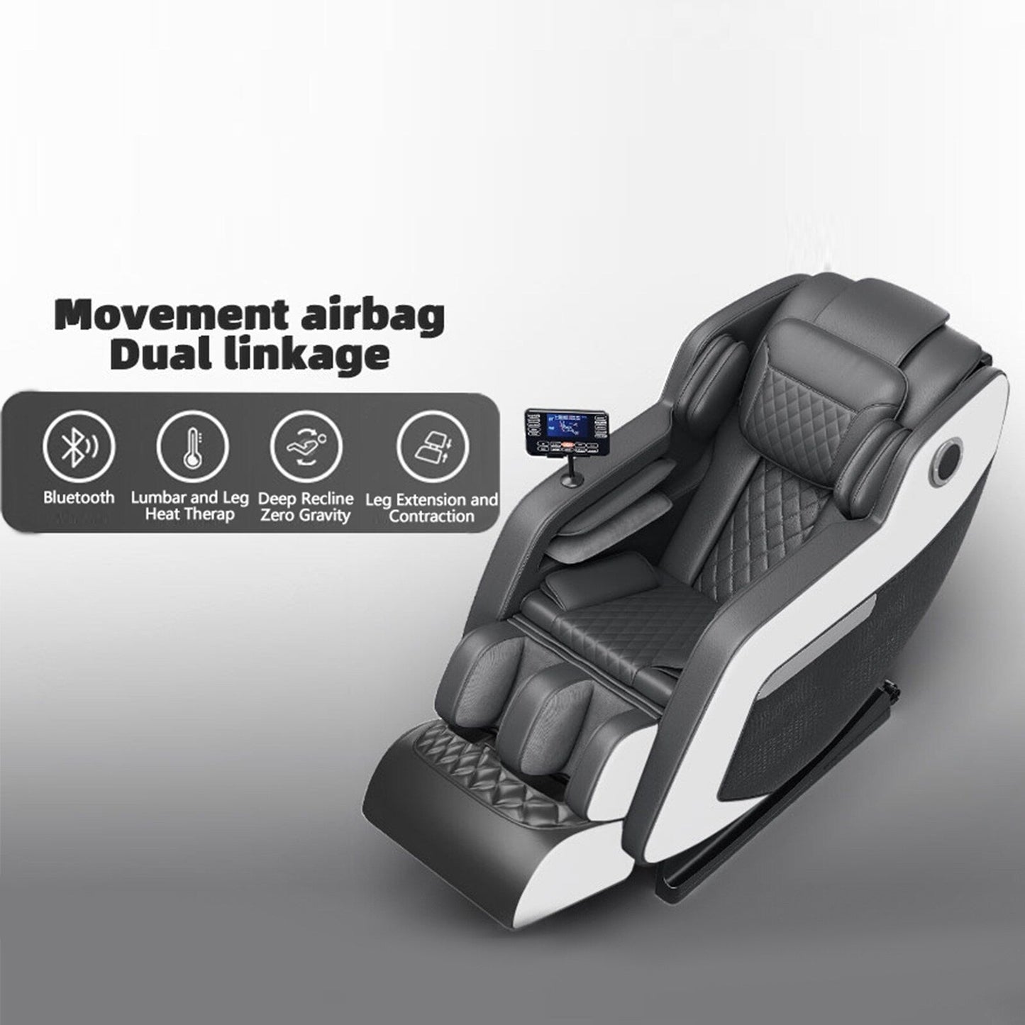 Fauteuil inclinable de massage à gravité zéro avec massage complet du corps, chauffage et audio Bluetooth intégré